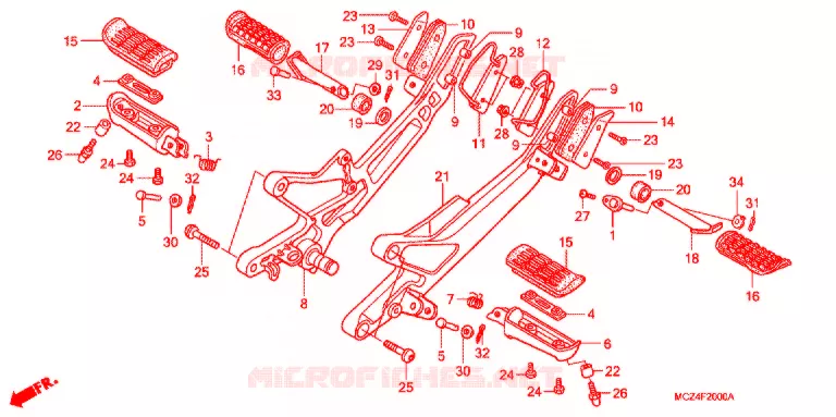 REPOSE PIED Honda MOTO 900 HORNET 2006  CB900F6_A