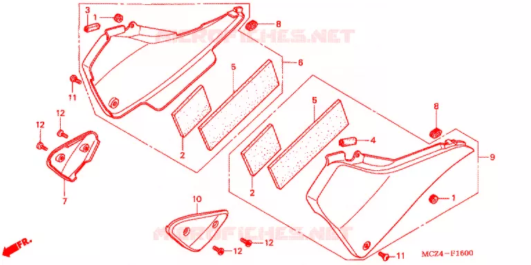 COUVERCLES LATERAUX Honda MOTO 900 HORNET 2006  CB900F6_A