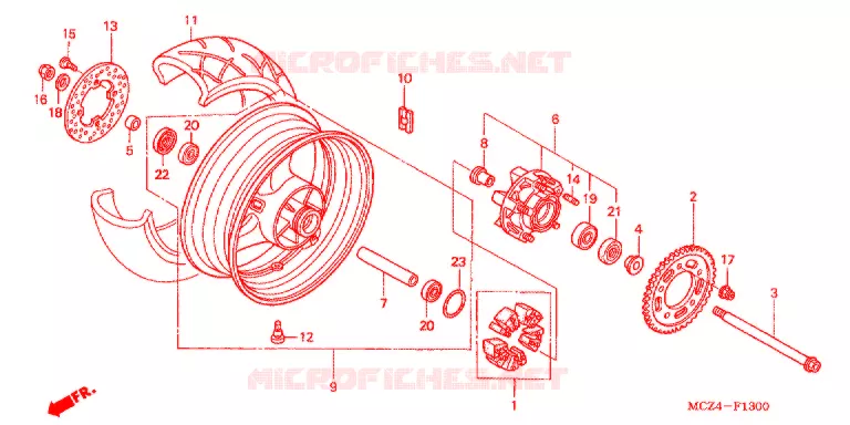 ROUE ARRIERE Honda MOTO 900 HORNET 2006  CB900F6_A