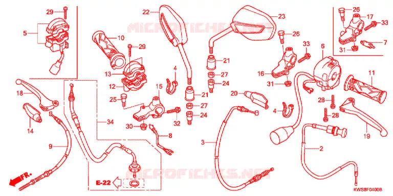 LEVIER DE GUIDON - CABLE - COMMODO Honda MOTO 110 CB 2015  CBF110ME