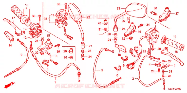 LEVIER DE GUIDON - CABLE - COMMODO (1) Honda MOTO 125 CBF 2007  CBF1256_2ID