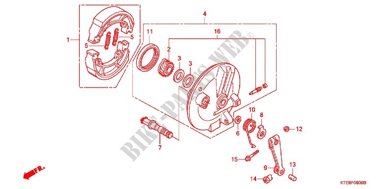 FLASQUE   MACHOIRES DE FREIN AVANT pour Honda CBF 125 STUNNER Front brake drum de 2009
