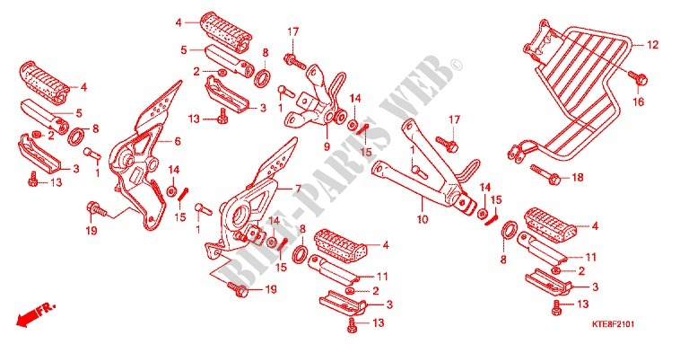 REPOSE PIED (2) pour Honda CBF 125 STUNNER Front brake drum de 2009