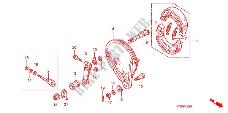 FLASQUE   MACHOIRES DE FREIN ARRIERE pour Honda CBF 125 STUNNER Front brake drum de 2010