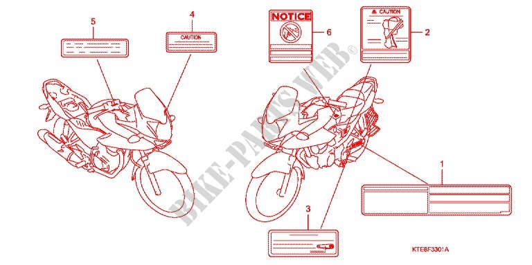 ETIQUETTE DE PRECAUTIONS (2) pour Honda CBF 125 M STUNNER Front brake drum de 2009