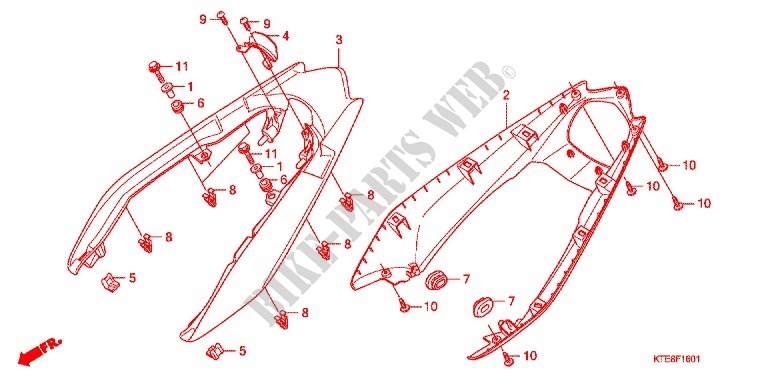 CARENAGES ARRIERE (2) pour Honda CBF 125 M STUNNER Front brake disk de 2015