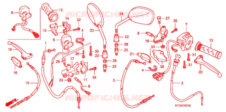 LEVIER DE GUIDON - CABLE - COMMODO (2) Honda MOTO 125 CBF 2017  CBF125MA_M2ID