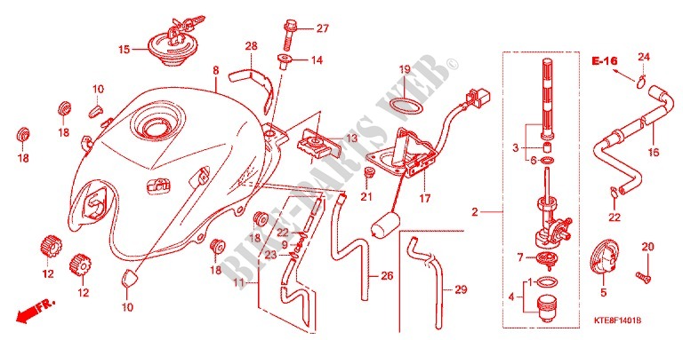 RESERVOIR A CARBURANT (2) pour Honda CBF 125 M STUNNER Front brake disk de 2015