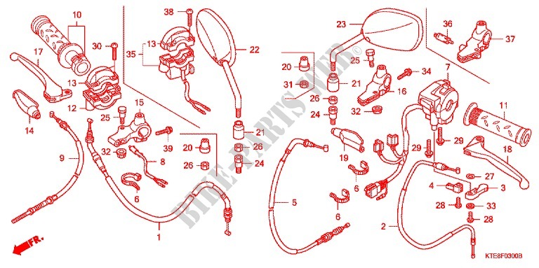 LEVIER DE GUIDON   CABLE   COMMODO (1) pour Honda CBF 125 MC STUNNER Front brake disk de 2010