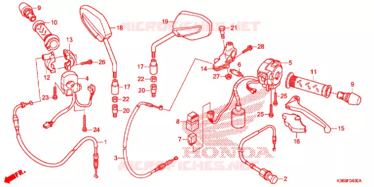 LEVIER DE GUIDON - CABLE - COMMODO Honda MOTO 160 CBF 2015  CBF160F