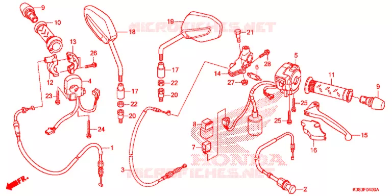LEVIER DE GUIDON - CABLE - COMMODO Honda MOTO 160 CBF 2017  CBF160H