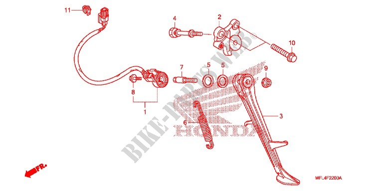BEQUILLE pour Honda CBR 1000 RR HURRICANE ABS RED de 2011
