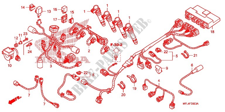 FAISCEAU SECONDAIRE (CBR1000RA) pour Honda CBR 1000 RR HURRICANE ABS RED de 2011