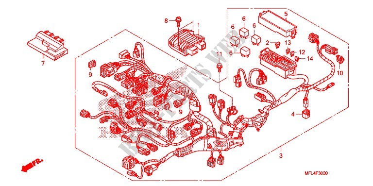 FAISCEAU DES FILS (CBR1000RR) pour Honda CBR 1000 RR FIREBLADE VICTORY RED de 2009