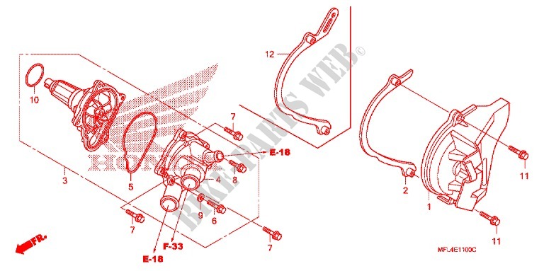 POMPE A EAU pour Honda CBR 1000 RR FIREBLADE de 2010