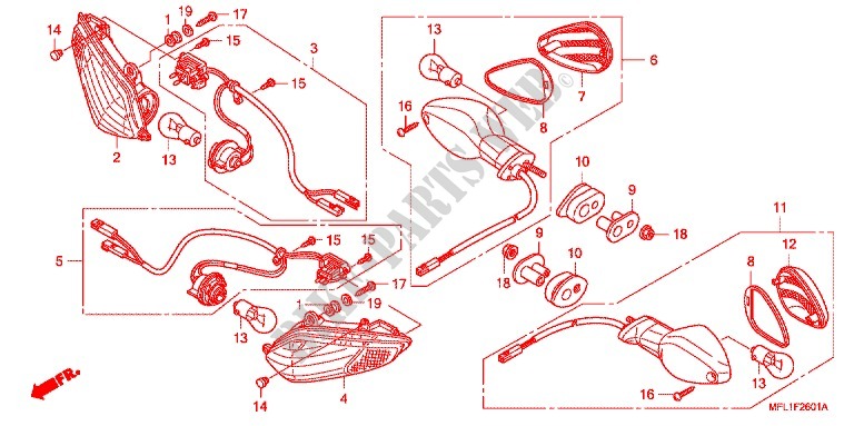 CLIGNOTANT (CBR1000RR9,A,B/RA9,A,B) pour Honda CBR 1000 RR BLUE de 2011