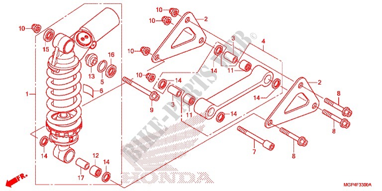 AMORTISSEUR ARRIERE (CBR1000RR/RA) pour Honda CBR 1000 RR REPSOL de 2013
