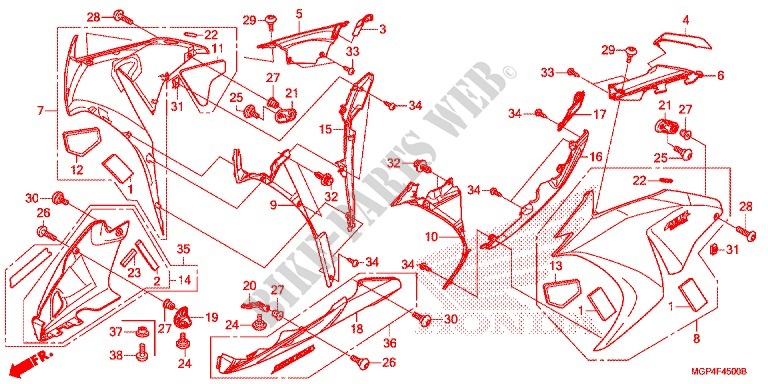 CARENAGES LATERAUX AVANT pour Honda CBR 1000 RR REPSOL de 2013
