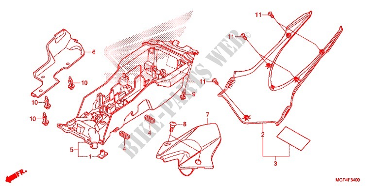 GARDE BOUE ARRIERE (CBR1000RR/S) pour Honda CBR 1000 RR REPSOL de 2013