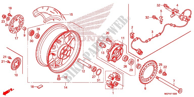 ROUE ARRIERE pour Honda CBR 1000 RR REPSOL de 2013