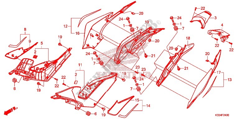 COUVERCLES LATERAUX   ARRIERES pour Honda CBR 300 ABS HRC TRICOLOR de 2015