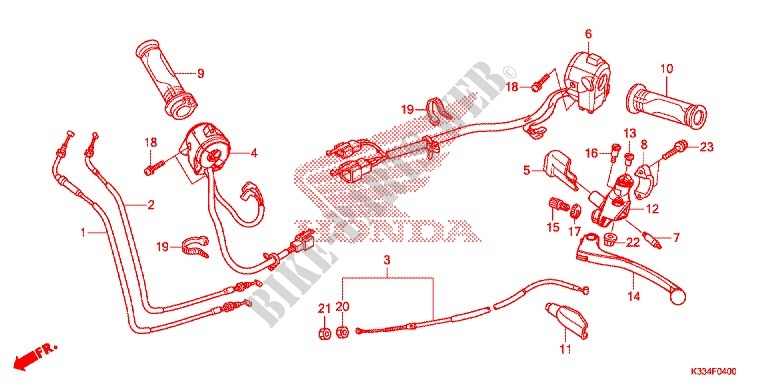 LEVIER DE GUIDON   CABLE   COMMODO pour Honda CBR 300 ABS MATT BLACK de 2015