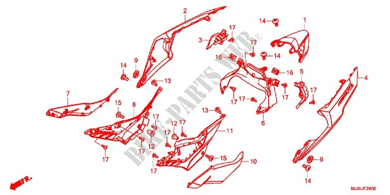 COUVERCLES LATERAUX   ARRIERES pour Honda CBR 400 R ABS de 2016