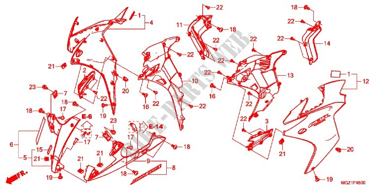 CARENAGES LATERAUX AVANT pour Honda CBR 400 X de 2013
