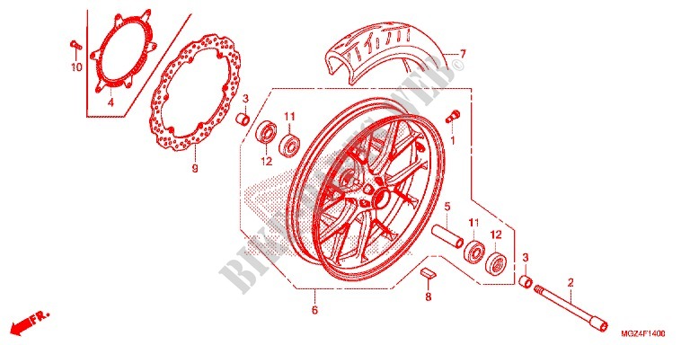 ROUE AVANT pour Honda CBR 500 R ABS RED de 2013