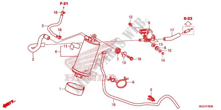 SYSTÈME DE RECYCLAGE DES GAZ pour Honda CBR 500 R ABS de 2015