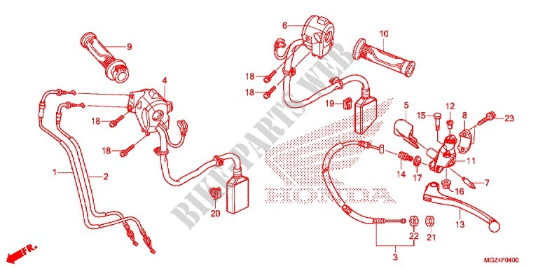 LEVIER DE GUIDON   CABLE   COMMODO pour Honda CBR 500 R de 2013