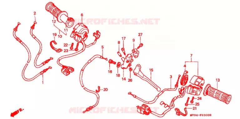 COMMODOS - POIGNEES Honda MOTO 600 CBR 1994  CBR600F2R