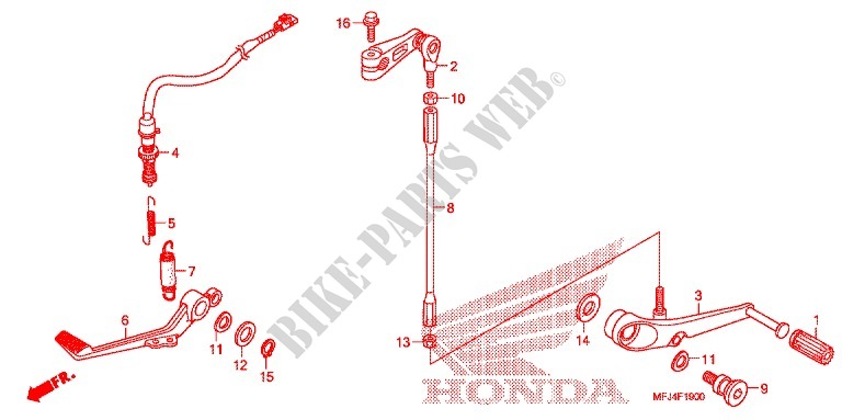 SELECTEUR   PEDALE DE FREIN pour Honda CBR 600 RR ABS de 2011