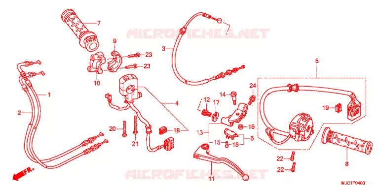 LEVIER DE GUIDON - CABLE - COMMODO Honda MOTO 600 CBR 2016  CBR600RAD_J