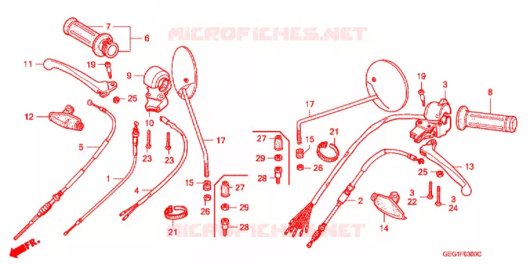 LEVIER DE GUIDON - CABLE - COMMODO Honda MOTO 50 BENLY 2004  CD504