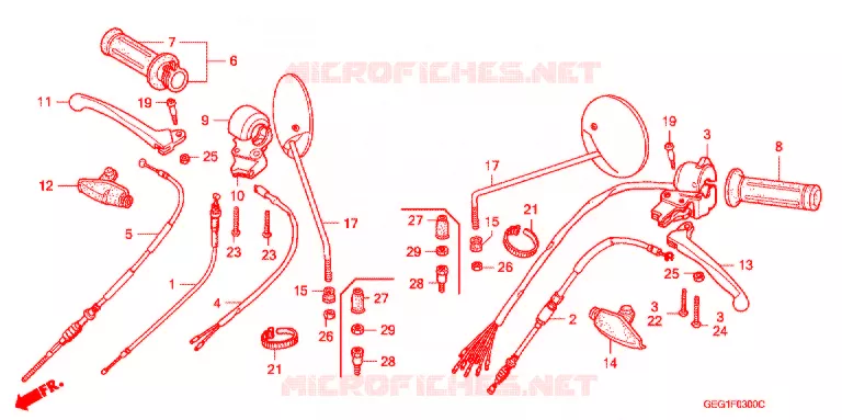 LEVIER DE GUIDON - CABLE - COMMODO Honda MOTO 50 BENLY 2004  CD50S4