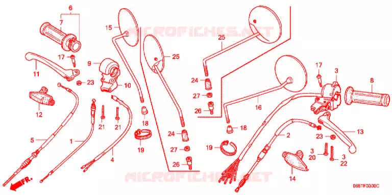 LEVIER DE GUIDON - CABLE - COMMODO Honda MOTO 50 BENLY 1996  CD50ST