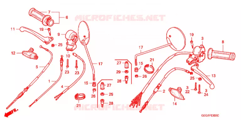 LEVIER DE GUIDON - CABLE - COMMODO Honda MOTO 50 BENLY 2003  CD50X