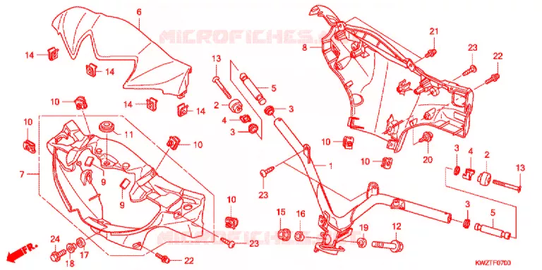 GUIDON - CARENAGE Honda MOTO 110 WAVE 2010  CF110CA