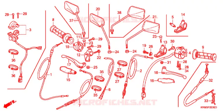 LEVIER DE GUIDON - CABLE - COMMODO Honda MOTO 150 CG 2008  CG150ES8