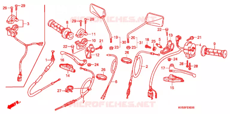 LEVIER DE GUIDON - CABLE - COMMODO Honda MOTO 150 CG 2010  CG150ESA