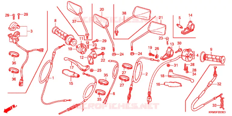 LEVIER DE GUIDON - CABLE - COMMODO Honda MOTO 150 CG 2007  CG150ESD7