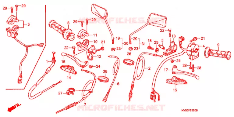 LEVIER DE GUIDON - CABLE - COMMODO Honda MOTO 150 CG 2010  CG150ESD9