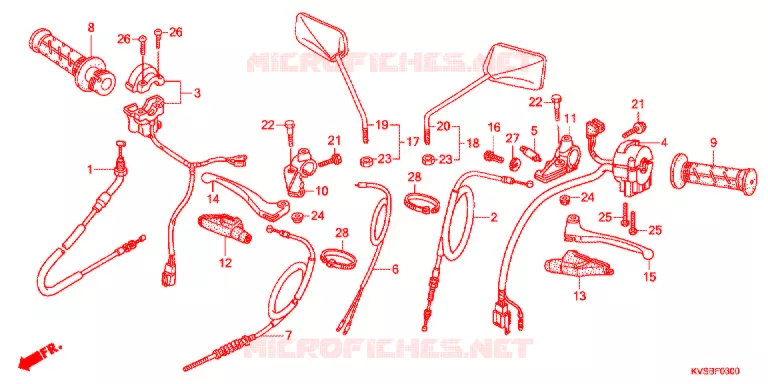 LEVIER DE GUIDON - CABLE - COMMODO Honda MOTO 150 CG 2011  CG150ESDB