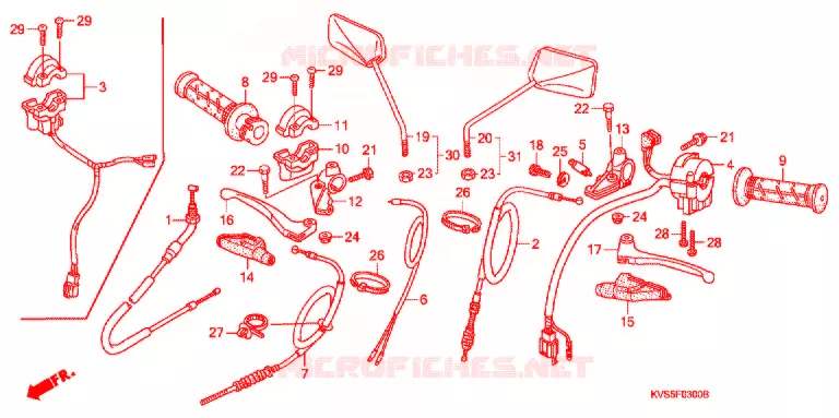 LEVIER DE GUIDON - CABLE - COMMODO Honda MOTO 150 CG 2010  CG150EXA