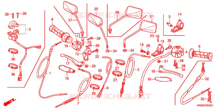 LEVIER DE GUIDON - CABLE - COMMODO Honda MOTO 150 CG 2008  CG150JC8