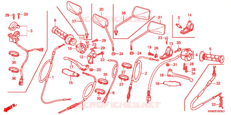 LEVIER DE GUIDON - CABLE - COMMODO Honda MOTO 150 CG 2007  CG150KS7