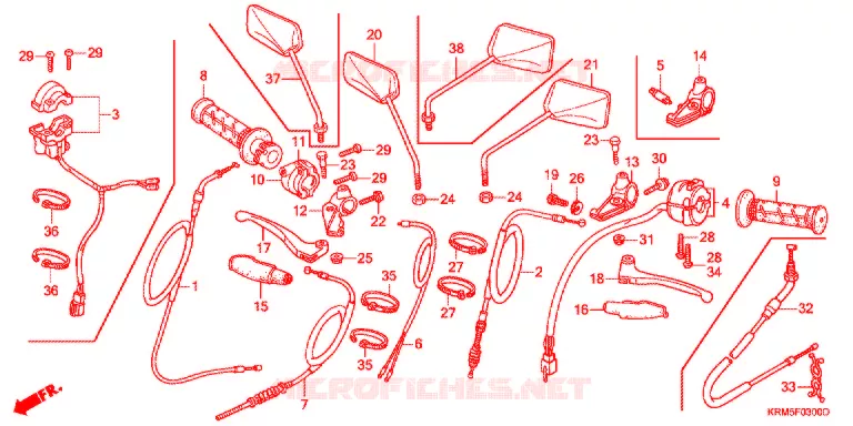 LEVIER DE GUIDON - CABLE - COMMODO Honda MOTO 150 CG 2005  CG150S5