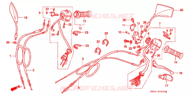 COMMODOS - POIGNEES Honda MOTO 250 REBEL 2000  CMX250C2Y