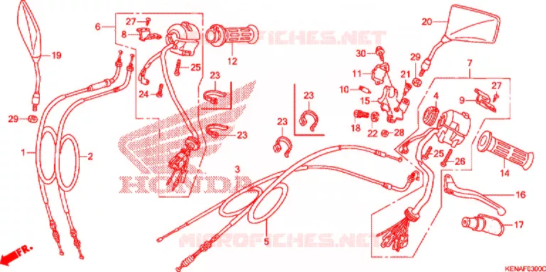 LEVIER DE GUIDON - CABLE - COMMODO Honda MOTO 250 REBEL 2004  CMX250C4